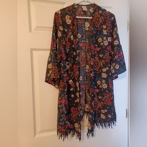 Time And Tru Womens OS Black Floral Komono